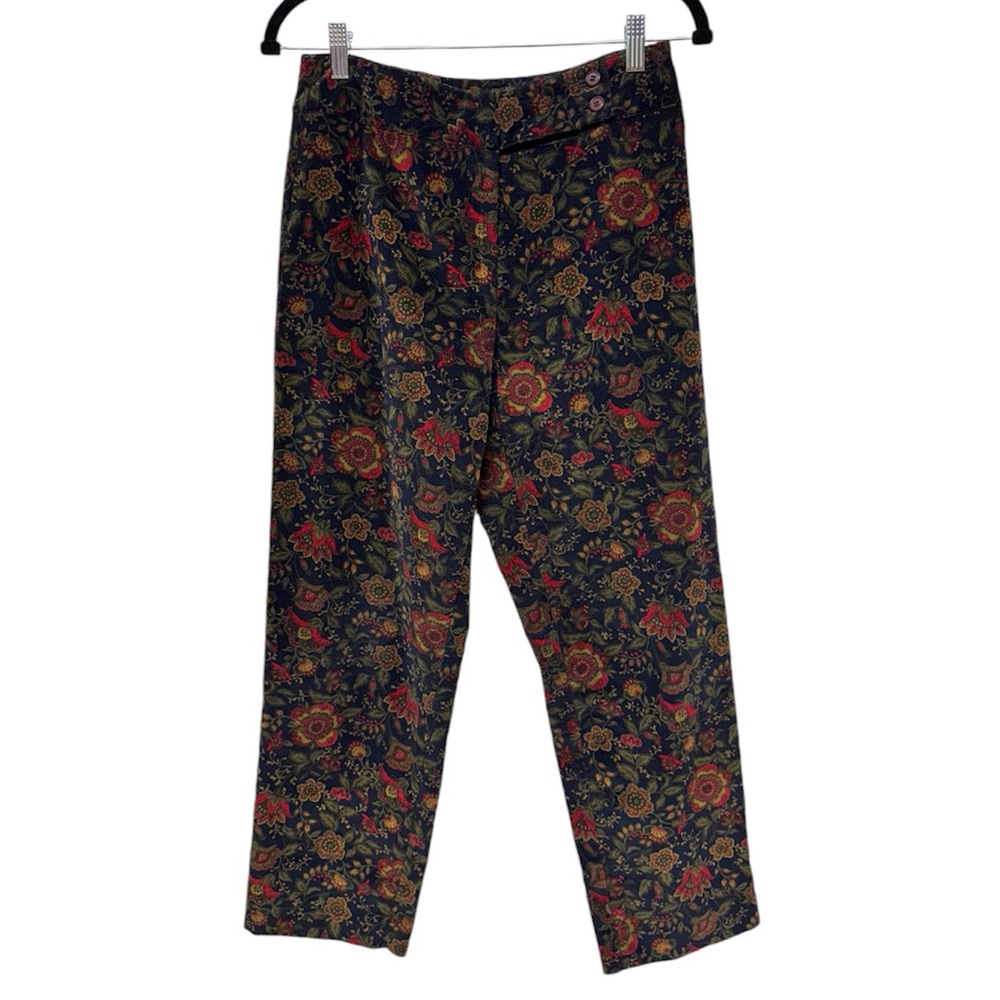 2/$20   Talbots Women's Size 8 Navy Floral Corduroy Pants Vintage